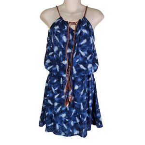 SALE!    Hotswing Dress Large L XL Blue Feather Print Lightweight Sleeveless New